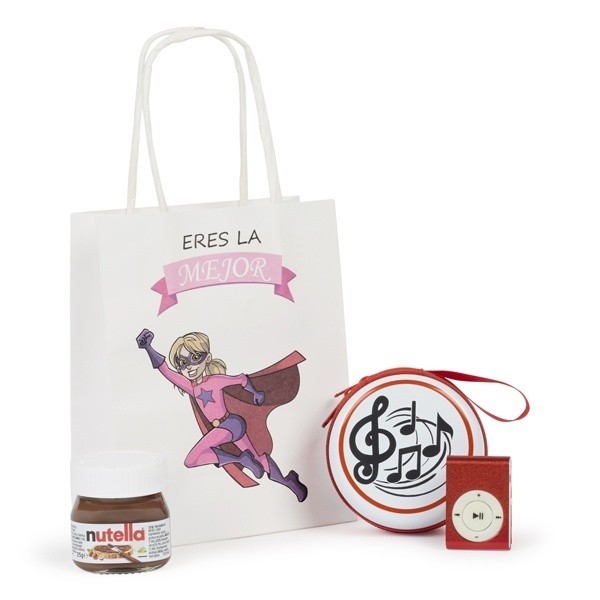 Detalle Bautizo Portamonedas MP3 con mini Nutella con bolsa