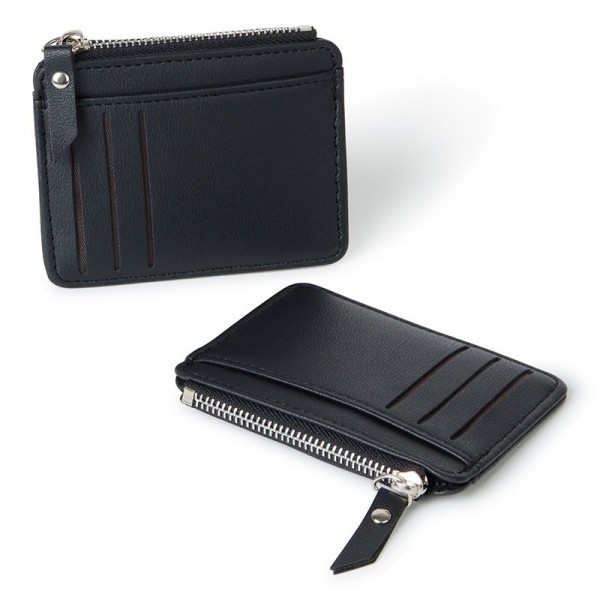 Detalle monedero tarjetero negro 