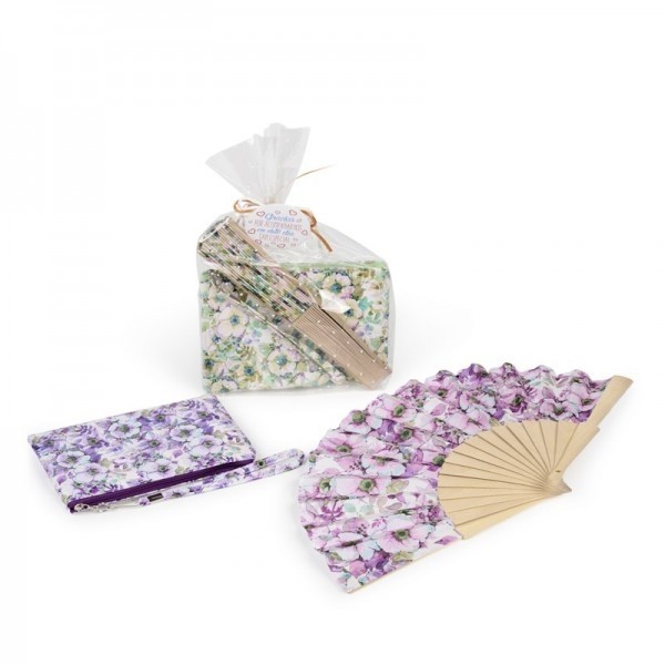 Portatodo floral con abanico floral detalle bautizo