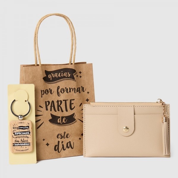 Billetera con llavero de frases detalle bautizo