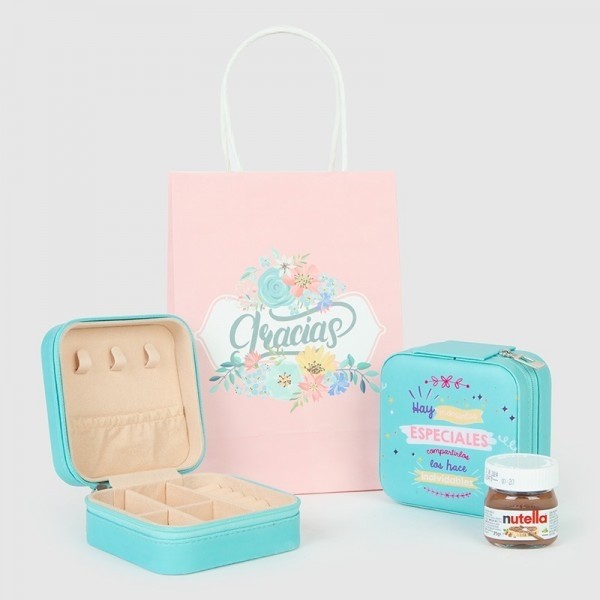 Detalle bautizo Pack de joyero pastel y nutella