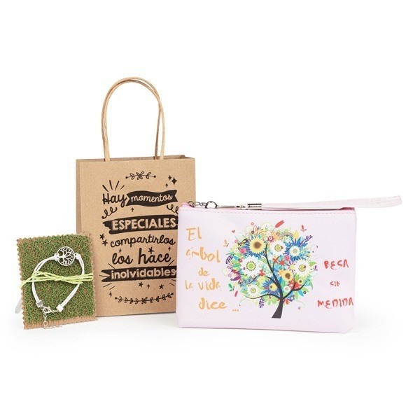 Detalle bautizo monedero árbol con pulsera árbol