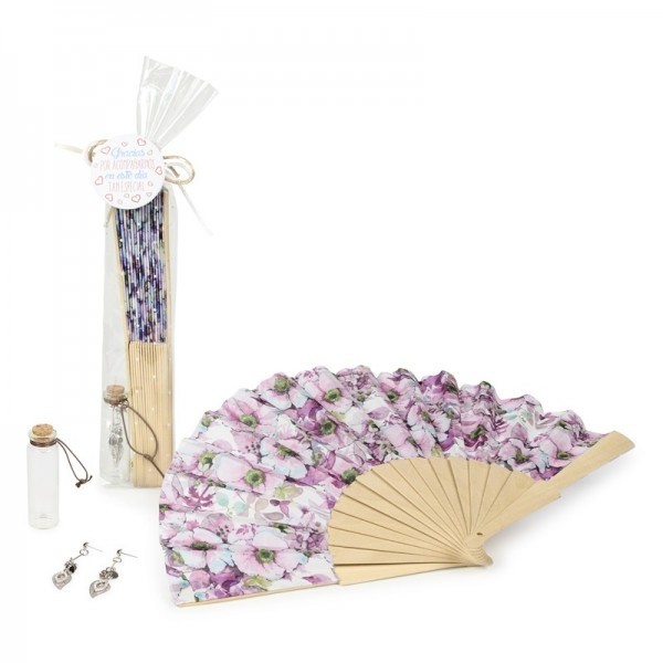 Detalle bautizo pendientes hojas y abanico jardín