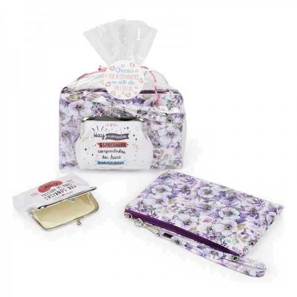 Regalo Portatodo floral con monedero agradecimiento