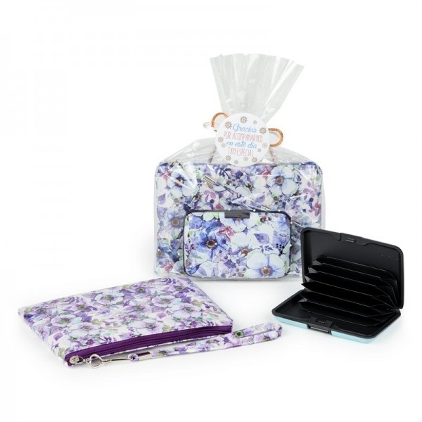 Portatodo floral con tarjetero floral detalle bautizo 