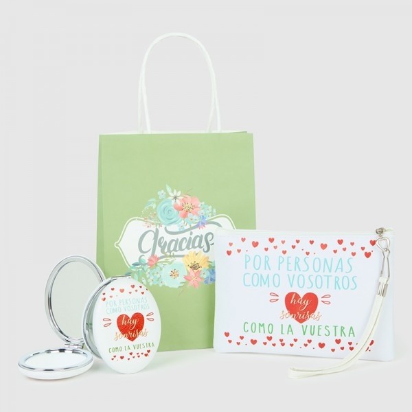 Portatodo pastel con espejo pastel detalle bautizo