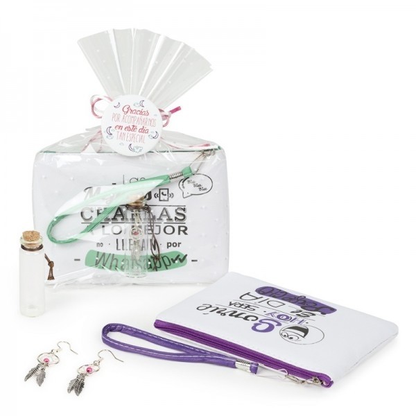 Portatodo frases con pendientes atrapasueños con envoltorio