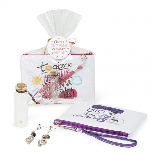 Regalo portatodo frases con pendientes hojas