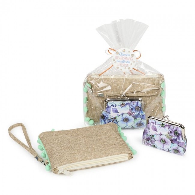 Pack Potatodo y monedero floral en pack para Detalle Bautizo