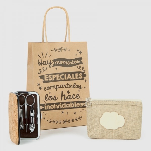 Regalo pack set de manicura y monedero natural