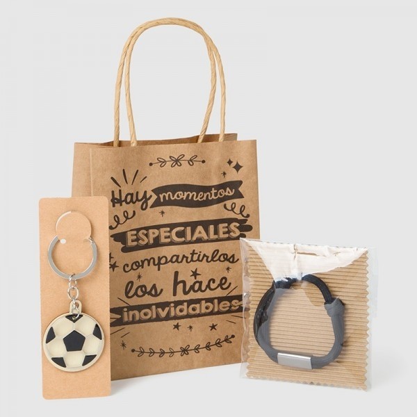 Detalle Bautizo pulsera de nudos y llavero de futbol