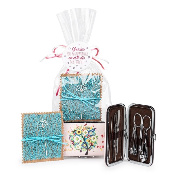 Alfiler con set de manicura árbol de la vida para Detalle de Bautizo Mujer