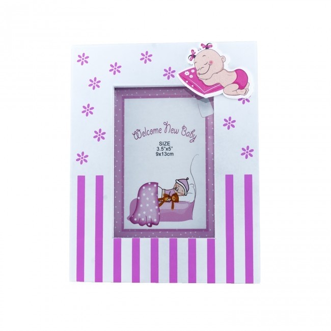 Recuerdo bautizo portafoto madera niña