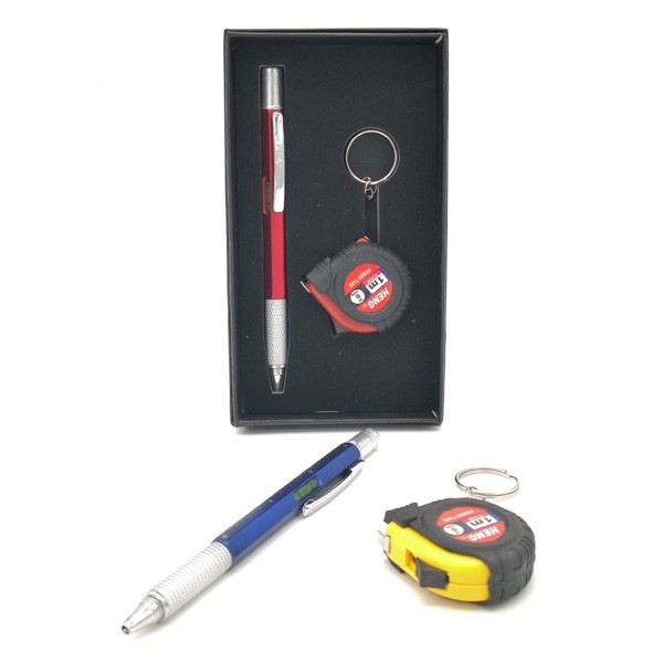 Detalle bautizo hombre set boli herramientas con metro