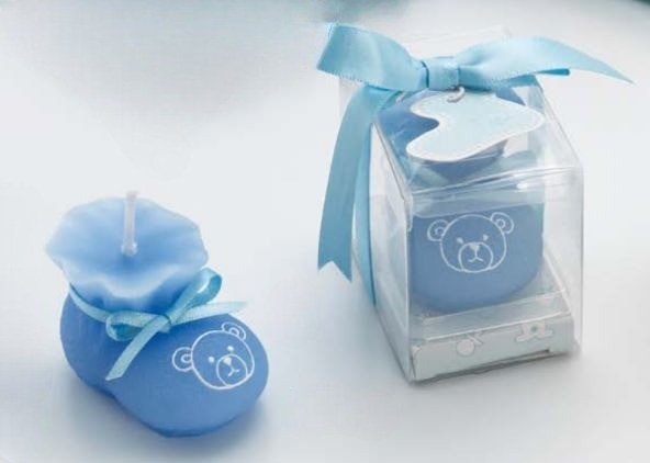 Vela patuco con osito para detalle de bautizo
