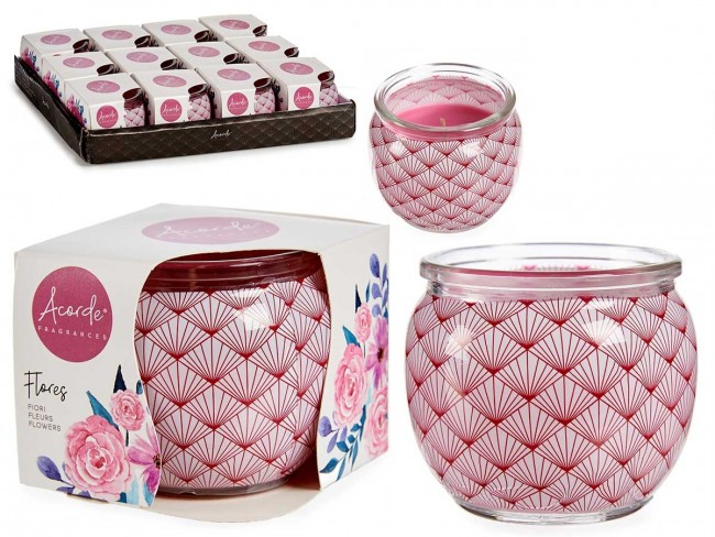 Detalle bautizo caja 12 unidades vela perfumada tarro cristal floral