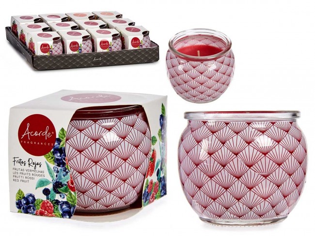 Detalle bautizo caja 12 unidades vela perfumada tarro cristal frutos rojos