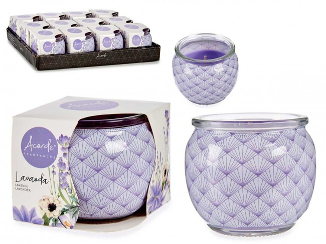 Detalle bautizo vela perfumada tarro cristal lavanda
