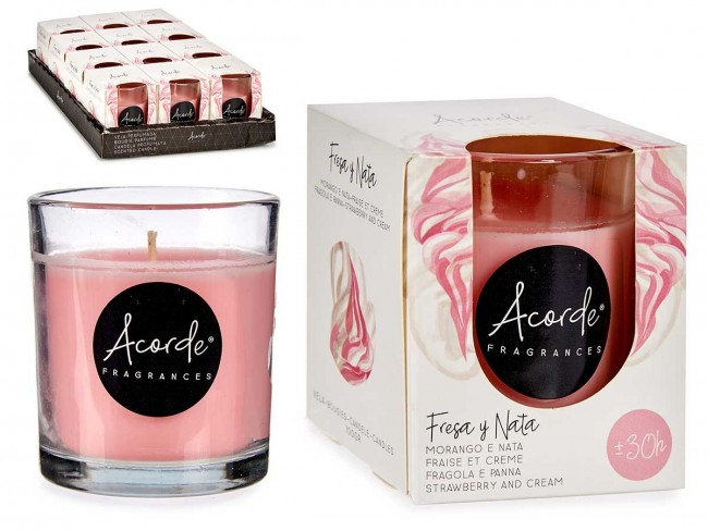 Detalle bautizo caja de 12 unidades vela vaso aroma fresa y nata 