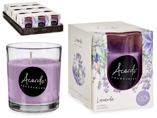 Detalle bautizo caja 12 unidades vela vaso aroma lavanda
