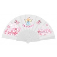 Abanico "Angelito Rosa" para Detalle de bautizo