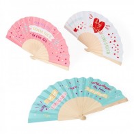 Abanico colores pastel con frases divertidas para detalle bautizo