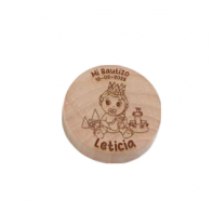 Abrebotellas de bambú Princesa para detalle bautizo personalizado