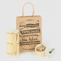 Detalle Bautizo joyero con llavero con bolígrafo natural con bolsa