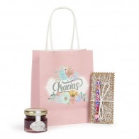 Detalle Bautizo Mermelada artesanal y pinza depilatoria en bolsa Kraft