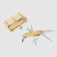 Caja de bambú con navaja multiusos