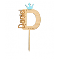 Cake Topper con corona azul personalizado