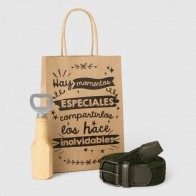 Detalle Bautizo cinturón elástico con abridor madera con bolsa