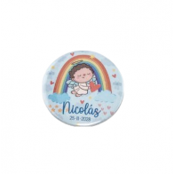 Detalle Bautizo Chapa abrebotellas personalizado Arcoiris azul