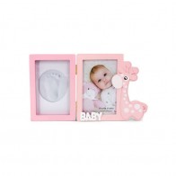 Detalle bautizo Marco rosa para huella de bebé