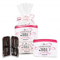 Set manicura frases con monedero frases para detalle bautizo mujer