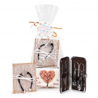 Pulsera árbol de la vida con set de manicura para detalle bautizo mujer con envoltorio