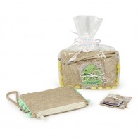 Detalle Bautizo Pack Portatodo pompón y llavero con envoltorio