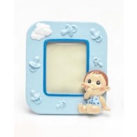 Detalle Bautizo Portafotos azul con chupetes en relieve