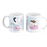 Detalle Bautizo taza bebé con pelele rosa