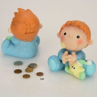 Hucha Bebe Sentado Azul