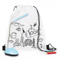 Mochila colorear con lámpara azul para detalle niños