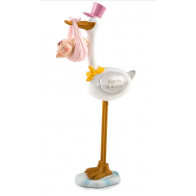 Doble figura de cigüeña para tarta de bautizo niña (Lote 2 uds)