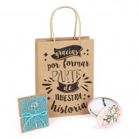 Detalle Bautizo Espejo árbol de la vida con alfiler en bolsa