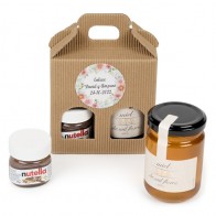 Detalle Bautizo Pack miel y miniatura de Nutella estuchados