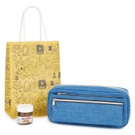 Detalle Bautizo estuche tres cremalleras con Nutella con bolsa