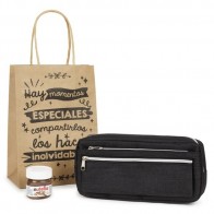 Detalle Bautizo estuche de tres cremalleras con Nutella