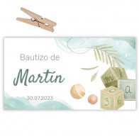 Etiqueta Bautizo Bloques de madera (Lote 30 uds.)