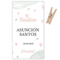 Etiqueta Bautizo Corazones (Lote 30 uds.)