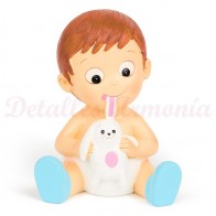 Figura para tarta “Nene con conejito” para bautizo