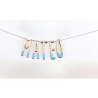 Letras de madera azules para guirnalda personalizable (Precio por unidad)